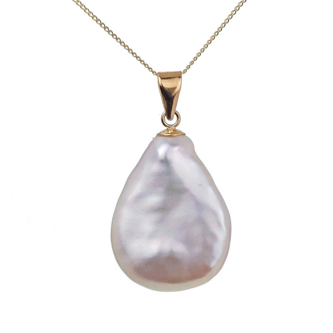 9ct Pearl Necklace 19mm Ivory Keishi Pear Pendant