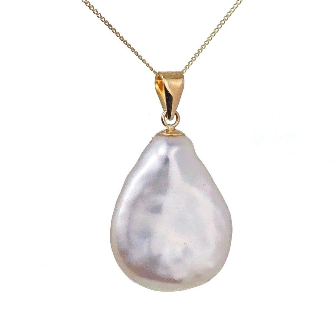 9ct Pearl Necklace 19mm Ivory Keishi Pear Pendant