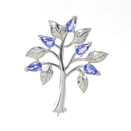 Tanzanite Tree of Life Brooch Sterling Silver Boxed Gift