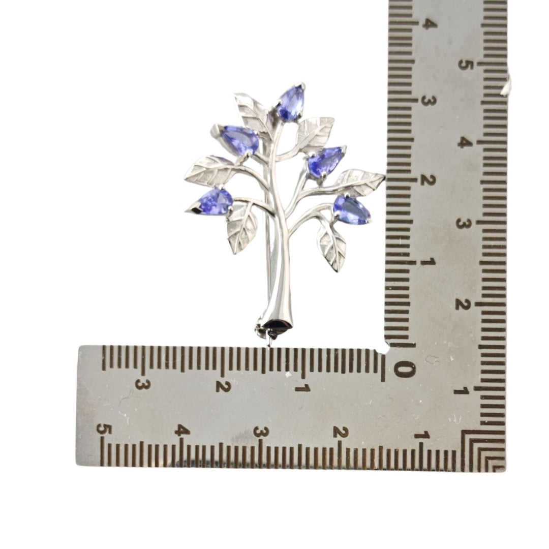 Tanzanite Tree of Life Brooch in Sterling Silver