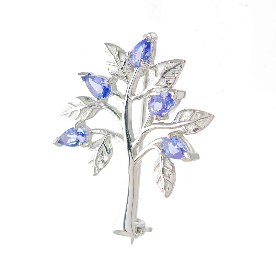 Tanzanite Tree of Life Brooch Sterling Silver Boxed Gift