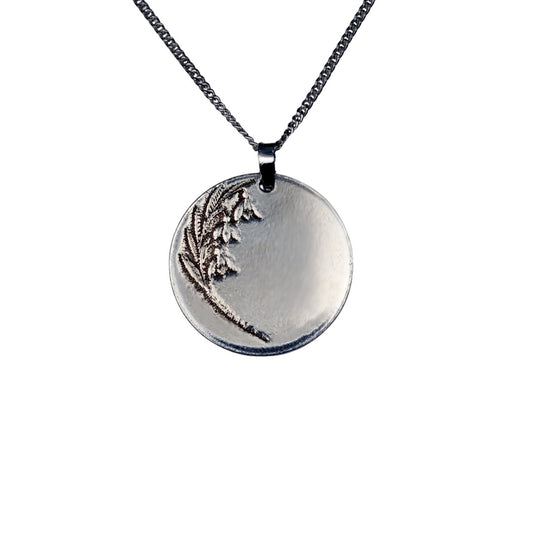 Snowdrop Birth Flower Necklace  January Pendant in Recycled Sterling Silver  Personalised & Handmade in UK