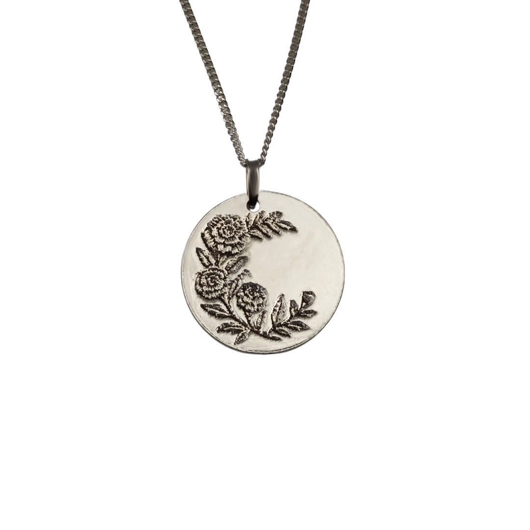 marigold birth flower necklace - october designed in the UK