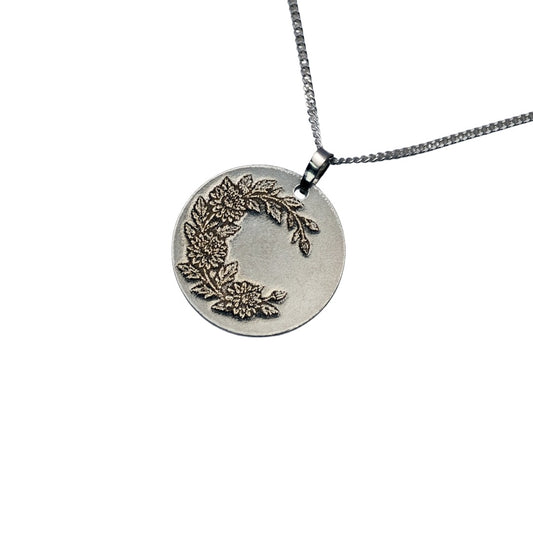Chrysanthemum Birth Flower Necklace  November Pendant in Recycled Sterling Silver  Personalised & Handmade in UK