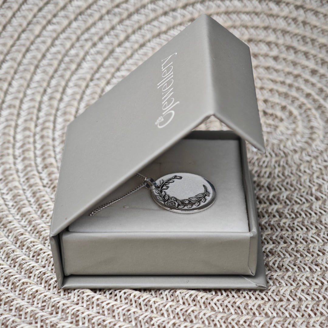 Snowdrop Birth Flower Coin Necklace – Deep Engraved Recycled Sterling Silver