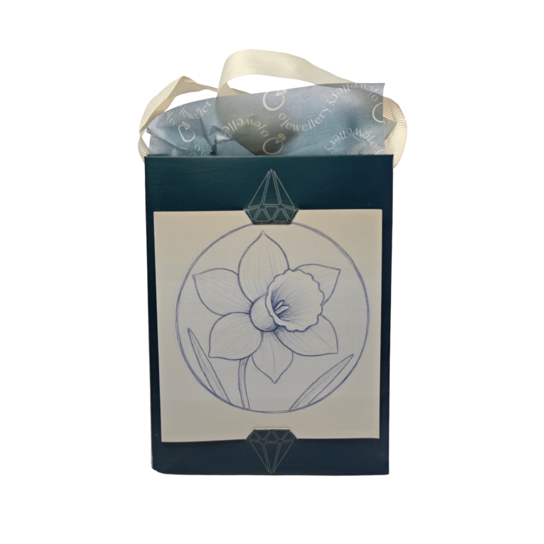 Silver Daffodil Coin Necklace Pendant Engrave Option Personalise 925