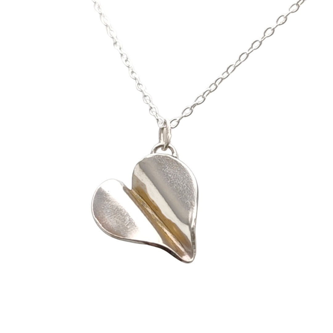 Sterling Silver Paper Plane Heart Pendant Necklace 925 Engravable Handmade UK