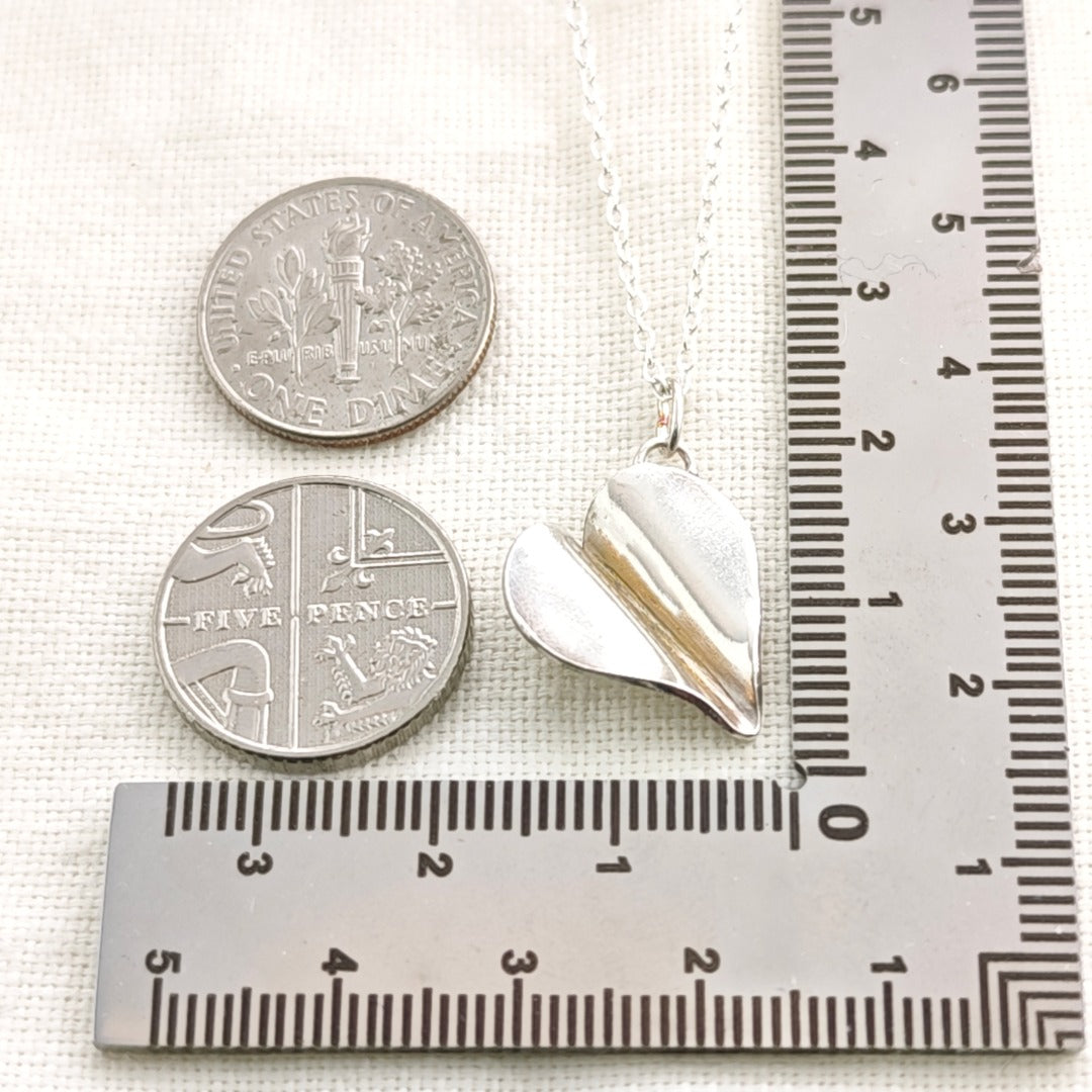 Sterling Silver Paper Plane Heart Pendant Necklace 925 Engravable Handmade UK
