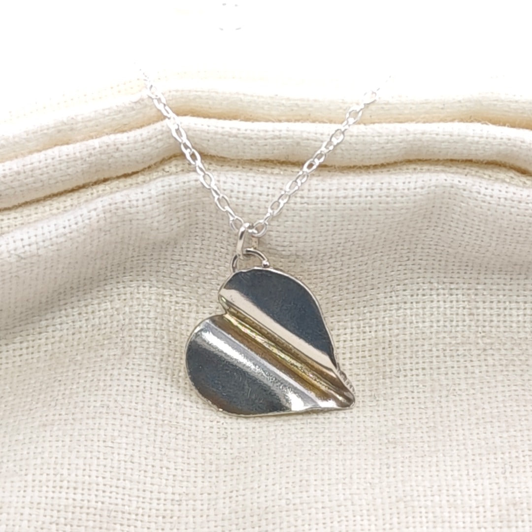 Sterling Silver Paper Plane Heart Pendant Necklace 925 Engravable Handmade UK