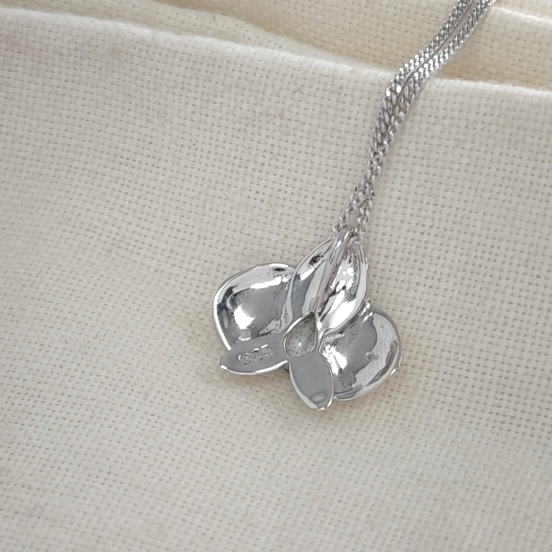 Silver Aquamarine Aphrodite Orchid Necklace