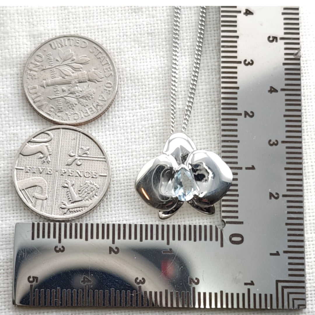 Silver Aquamarine Aphrodite Orchid Necklace