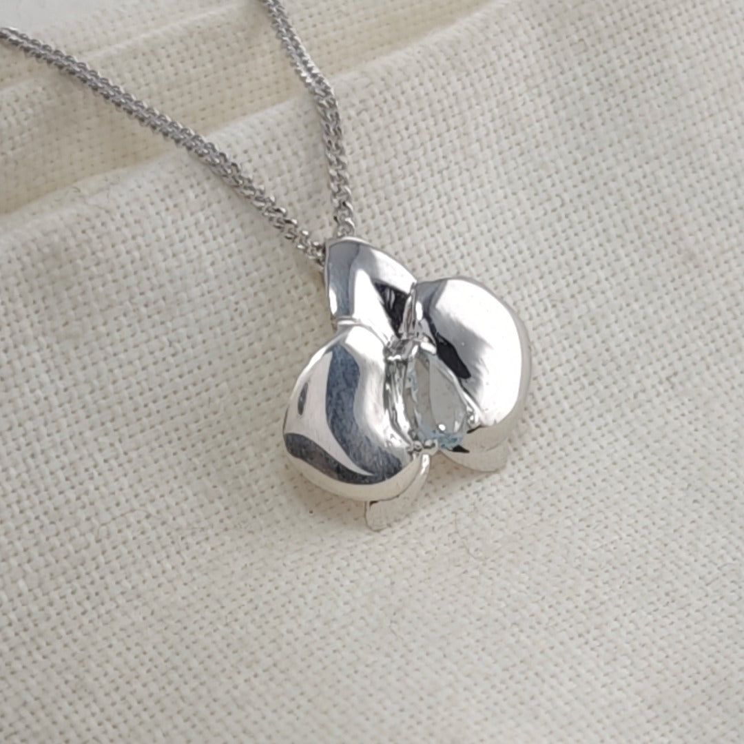Silver Aquamarine Aphrodite Orchid Necklace