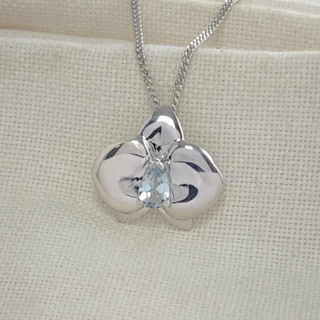 Silver Aquamarine Aphrodite Orchid Necklace