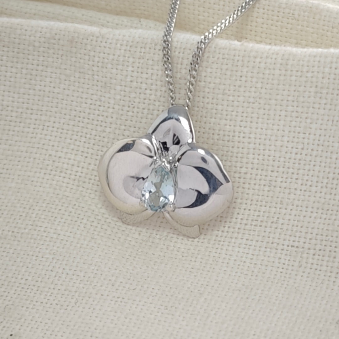 Silver Aquamarine Aphrodite Orchid Necklace
