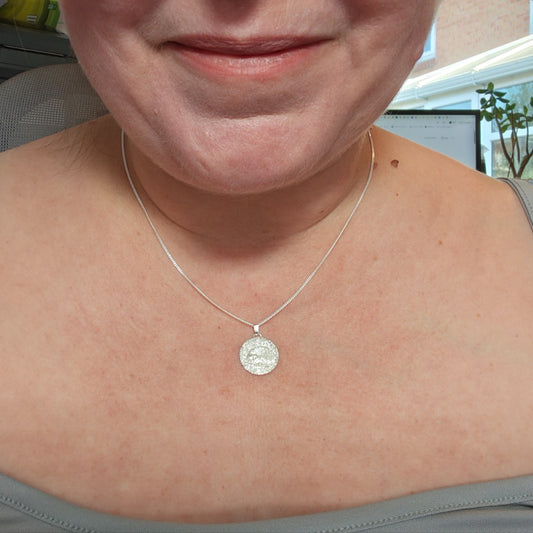 Silver Hedgehog Coin Necklace Pendant Engrave Option Personalise