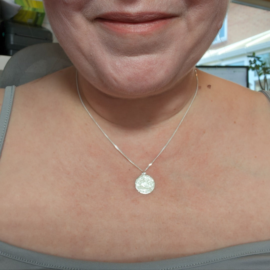 Pigeon Engraved Sterling Silver Coin Necklace