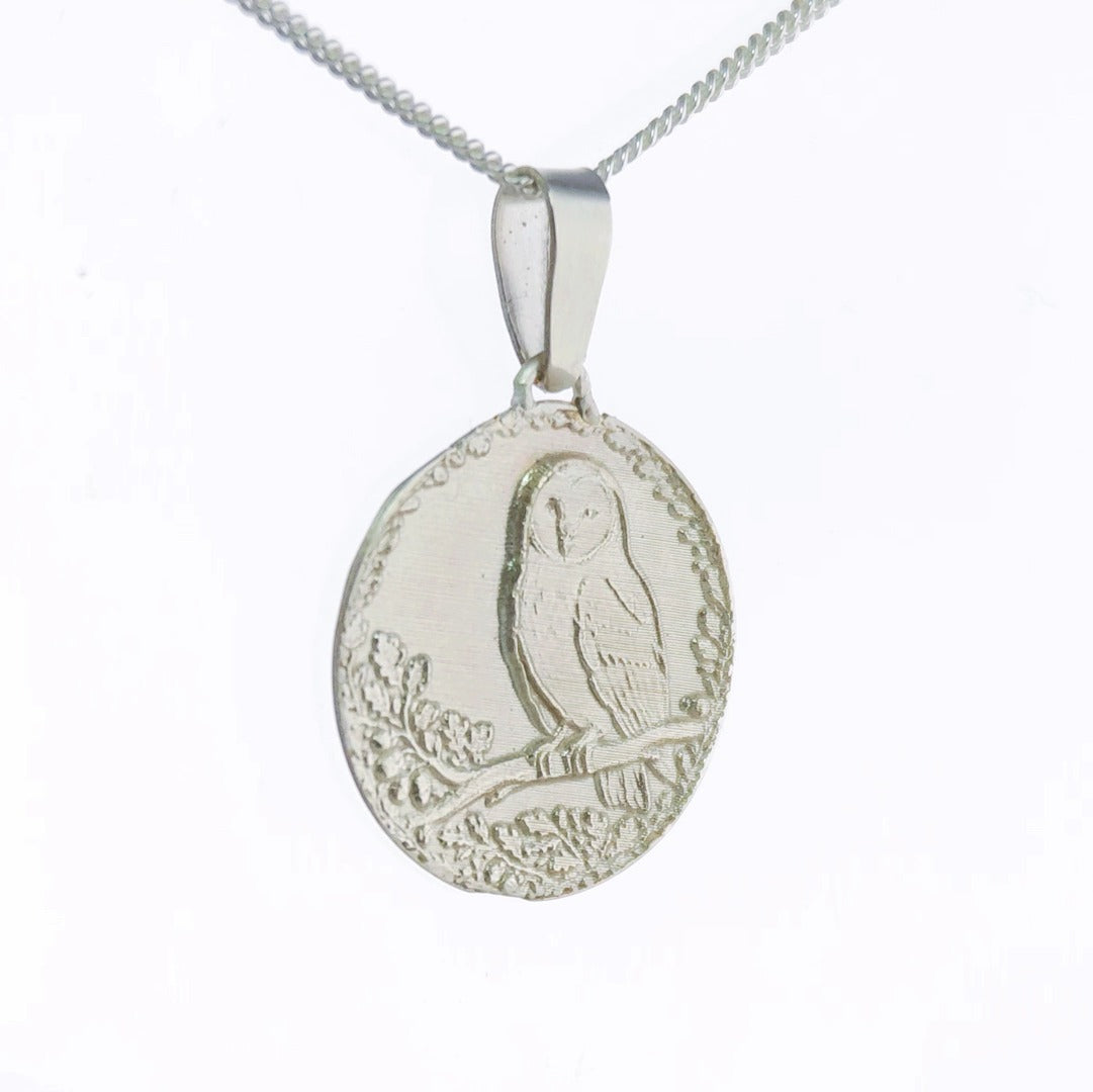 sterling silver owl necklace wisdom woodland engraved gift designed in the UK