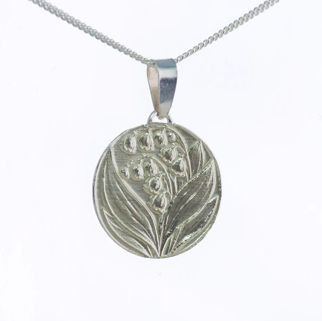 sterling silver lily necklace may birthflower engraved gift designed in the UK