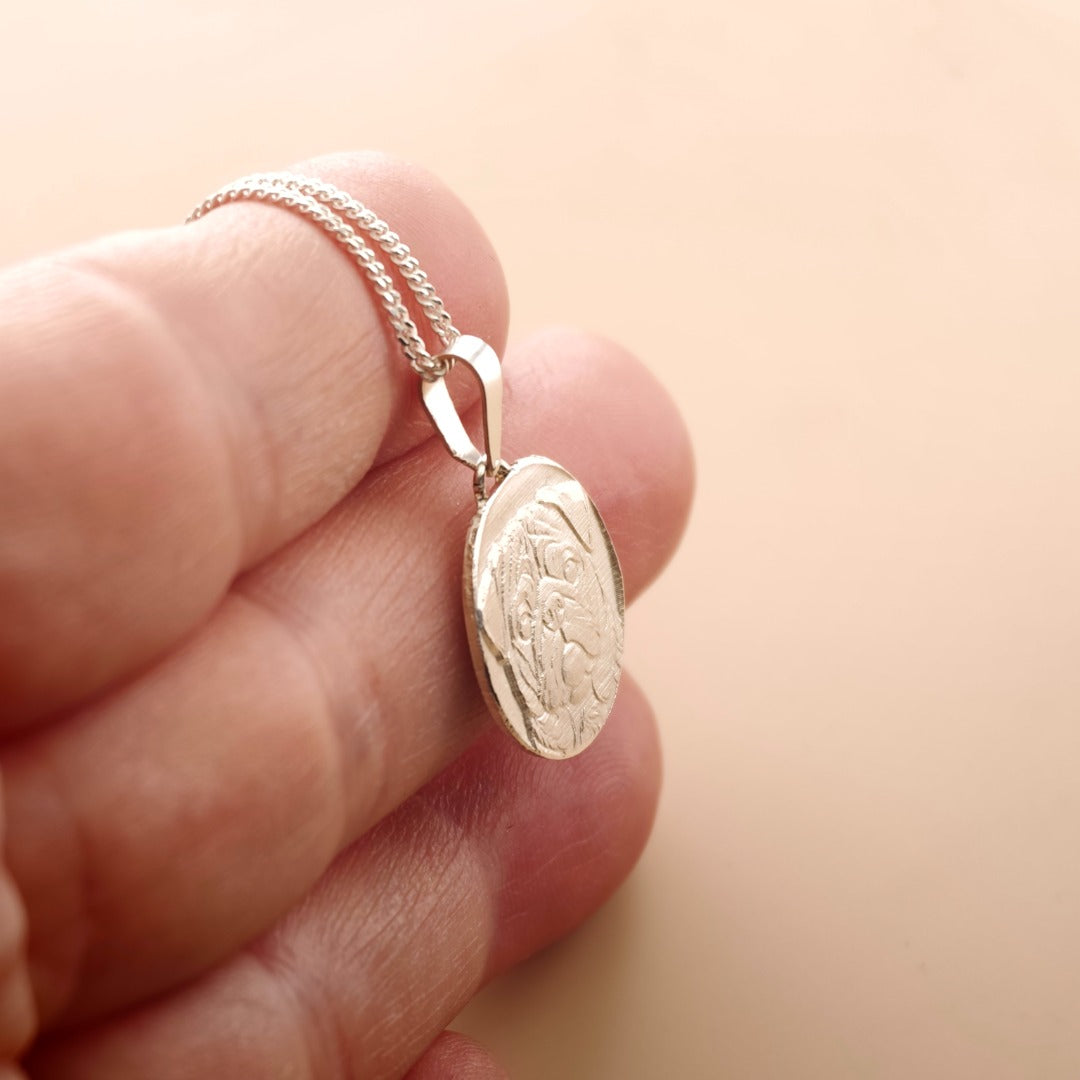 Pug Engraved Sterling Silver Coin Necklace