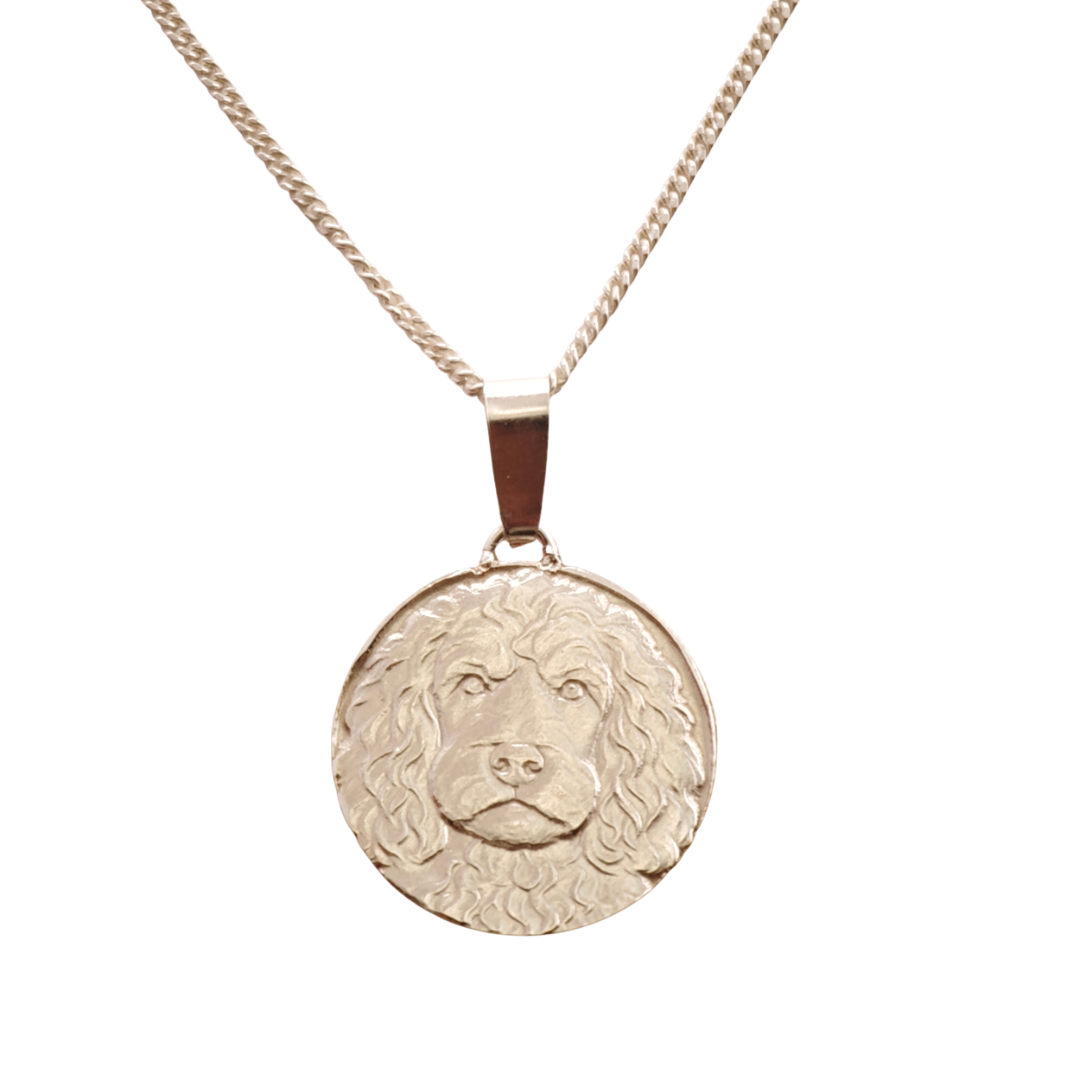 Spaniel Engraved Sterling Silver Coin Necklace