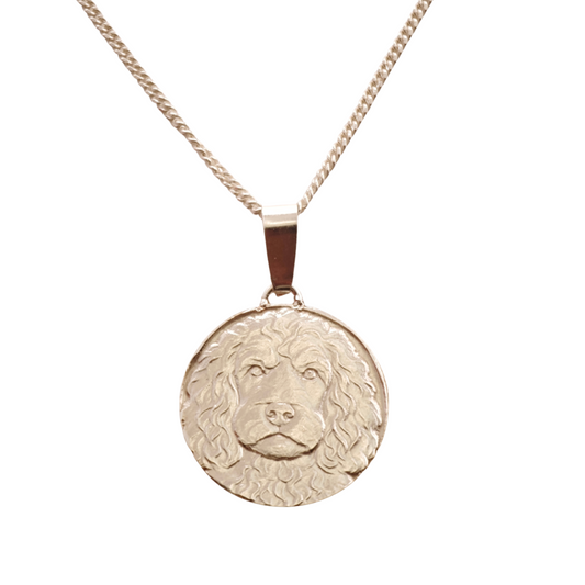 Spaniel Engraved Sterling Silver Coin Necklace