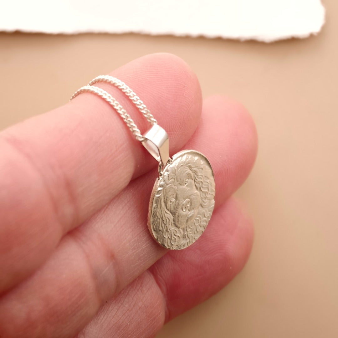 Spaniel Engraved Sterling Silver Coin Necklace
