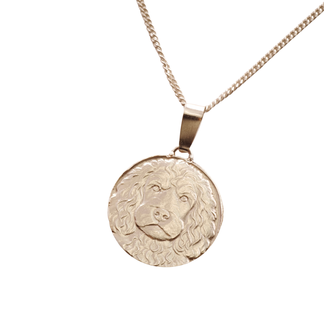 Spaniel Engraved Sterling Silver Coin Necklace