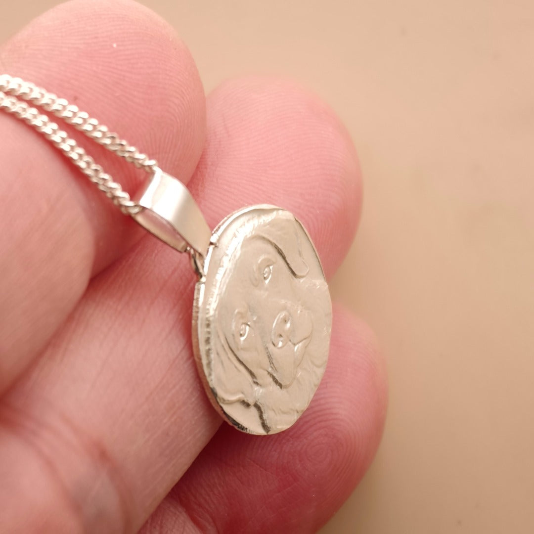 Labrador Engraved Sterling Silver Coin Necklace