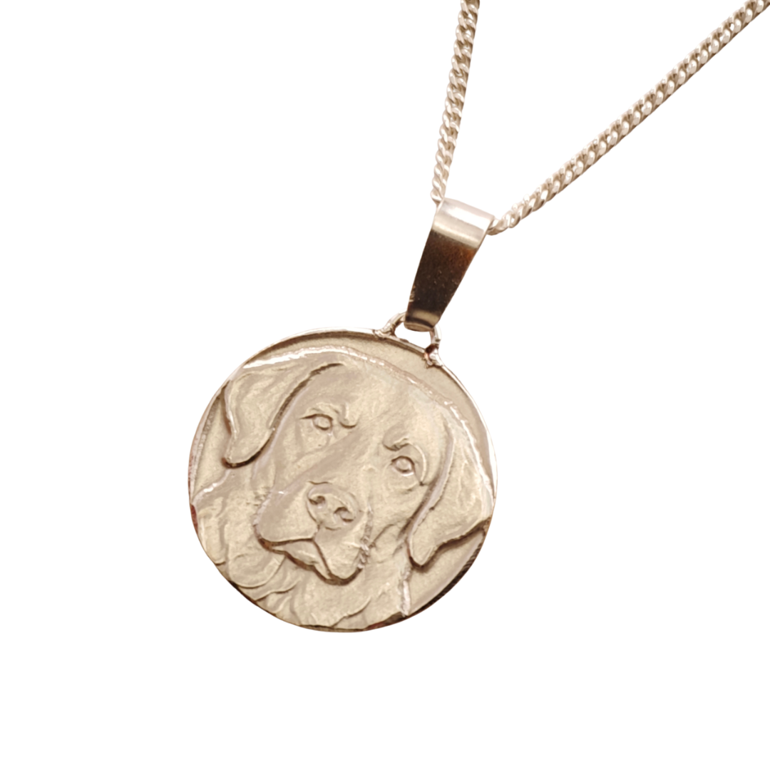 Labrador Engraved Sterling Silver Coin Necklace