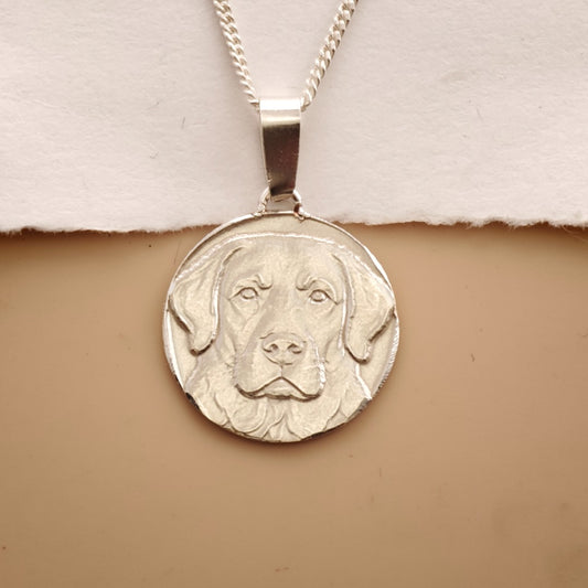 Labrador Engraved Sterling Silver Coin Necklace