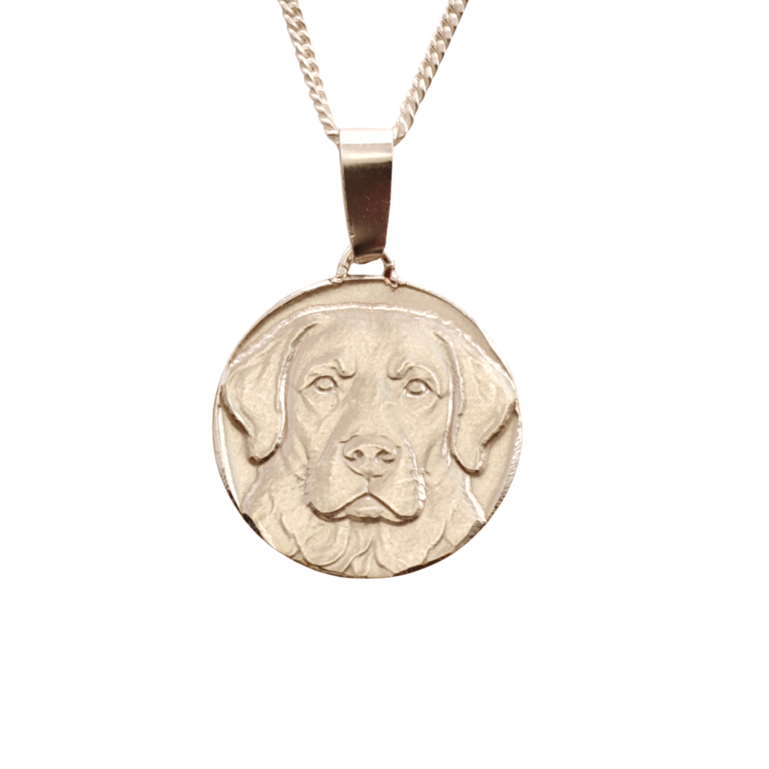 Labrador Engraved Sterling Silver Coin Necklace