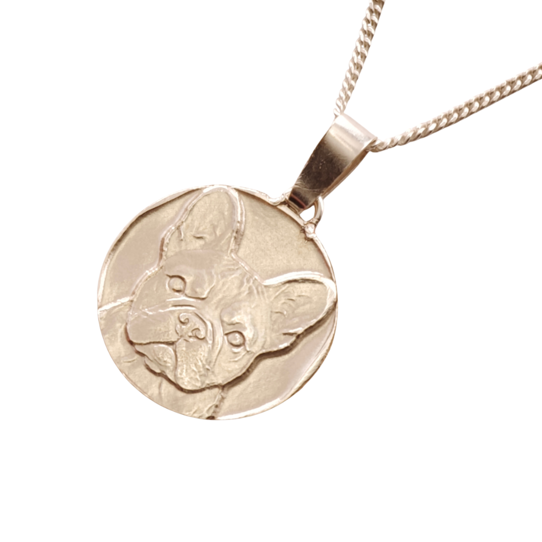French Bulldog Engraved Sterling Silver Coin Necklace