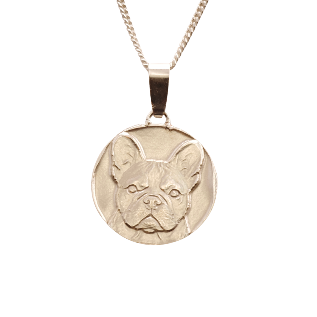 French Bulldog Engraved Sterling Silver Coin Necklace