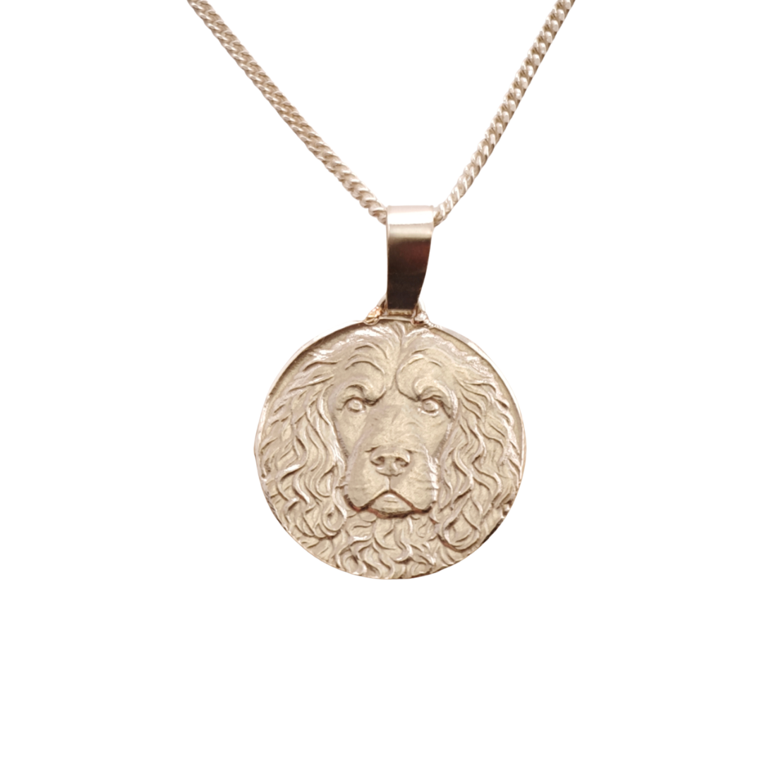Cockapoo Engraved Sterling Silver Coin Necklace