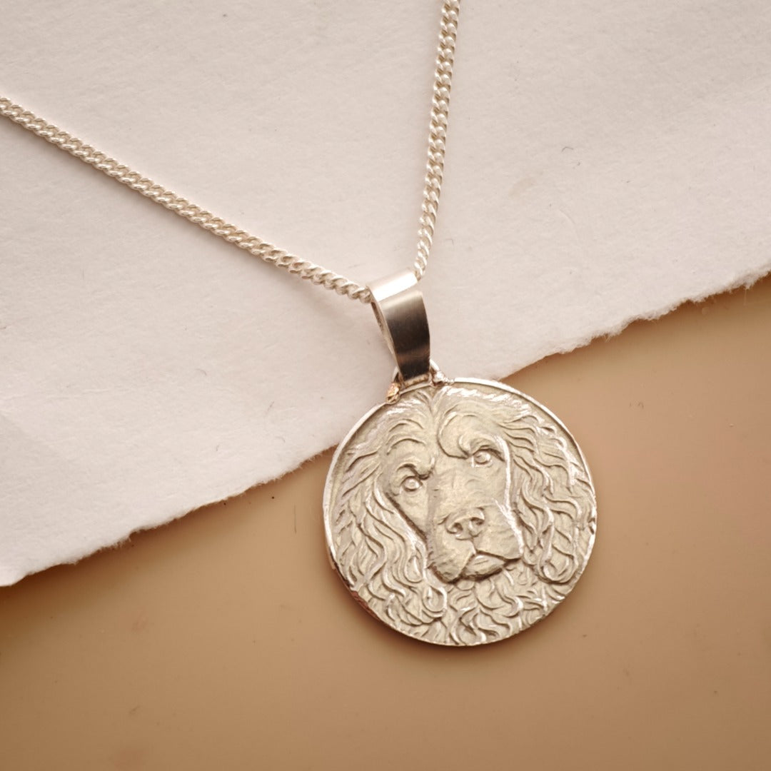 Cockapoo Engraved Sterling Silver Coin Necklace