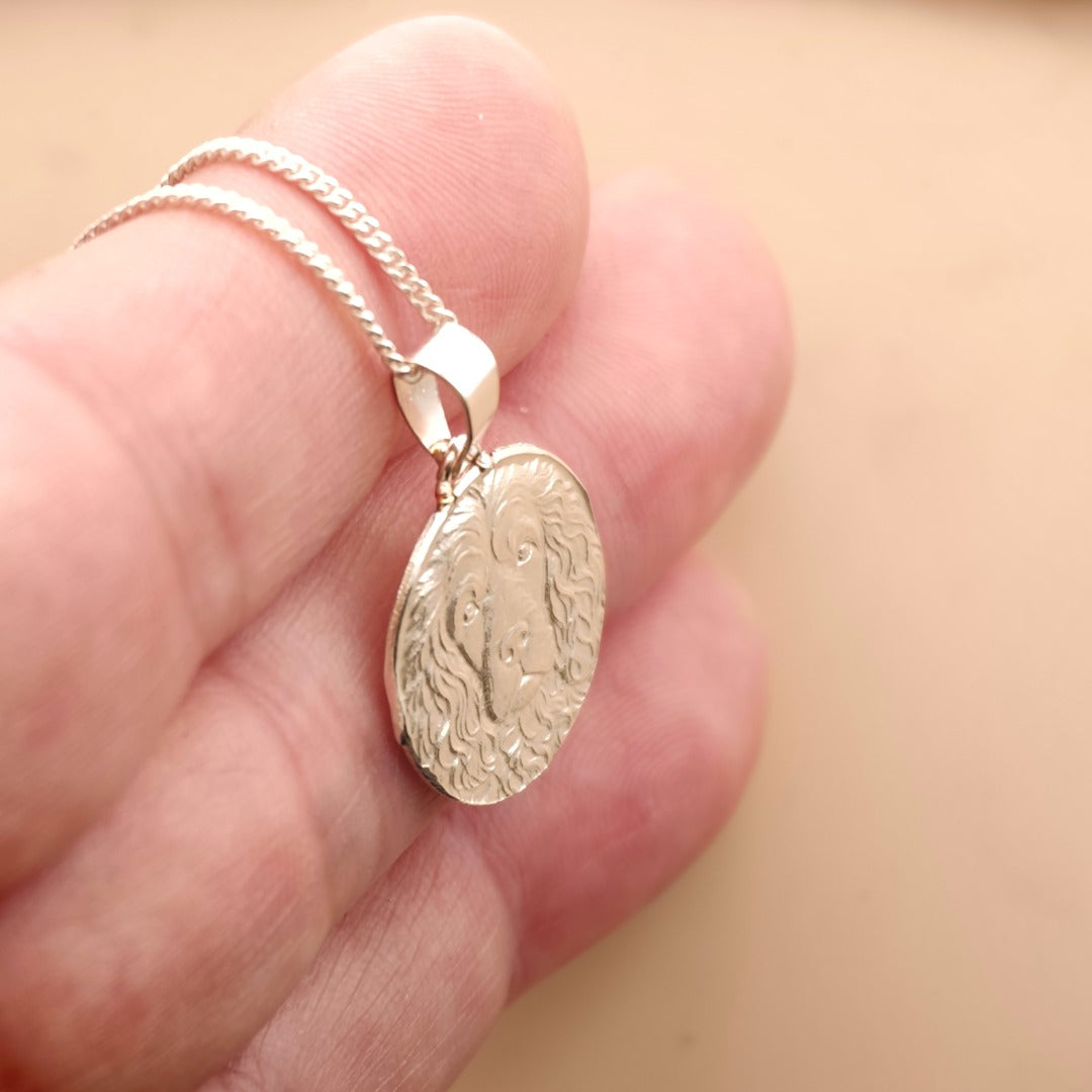 Cockapoo Engraved Sterling Silver Coin Necklace