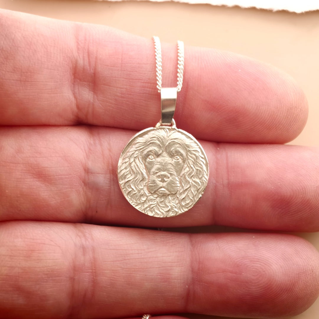 Cockapoo Engraved Sterling Silver Coin Necklace