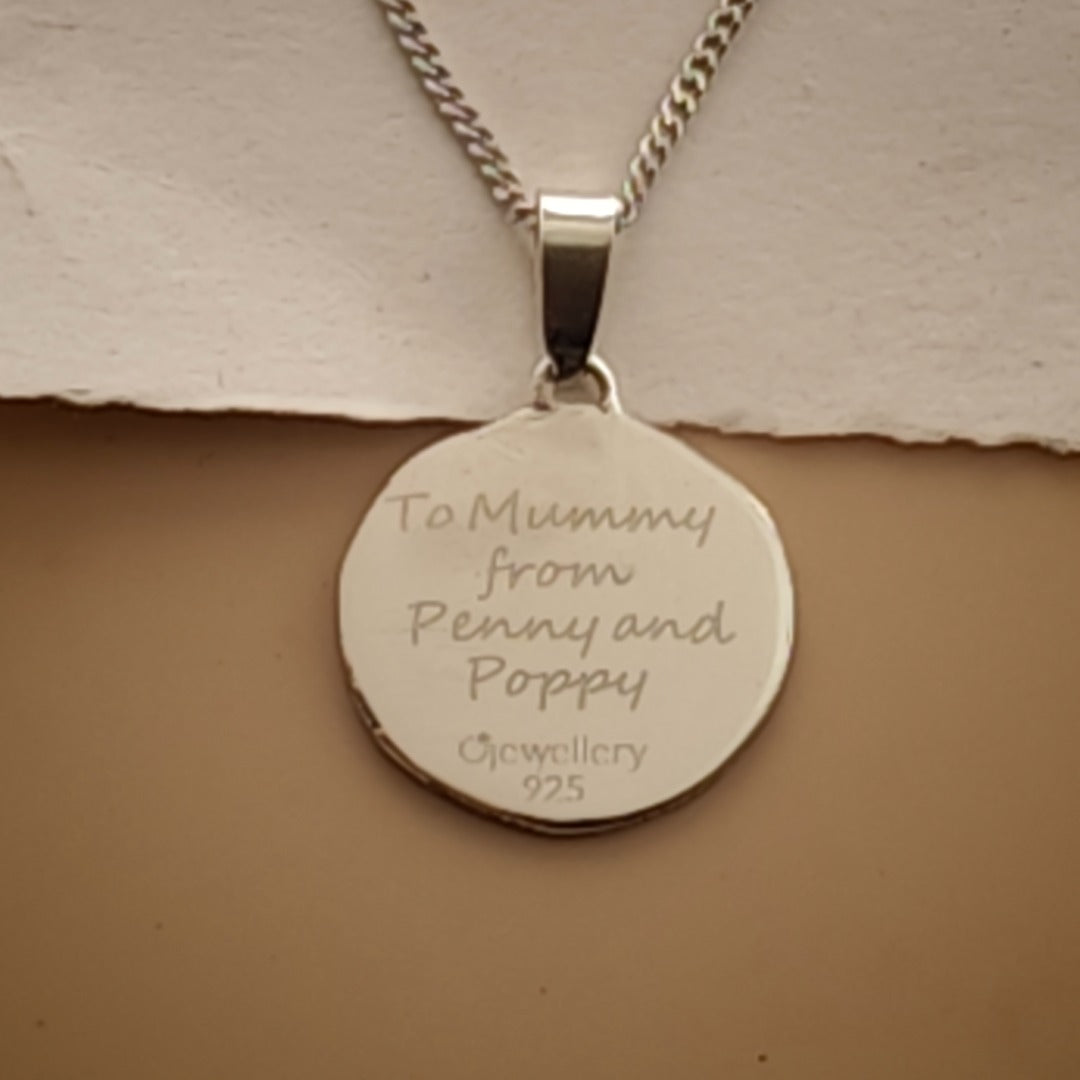 Goose Engraved Sterling Silver Coin Necklace