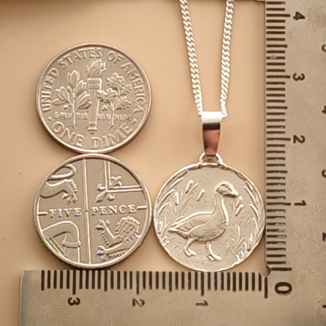 Goose Engraved Sterling Silver Coin Necklace