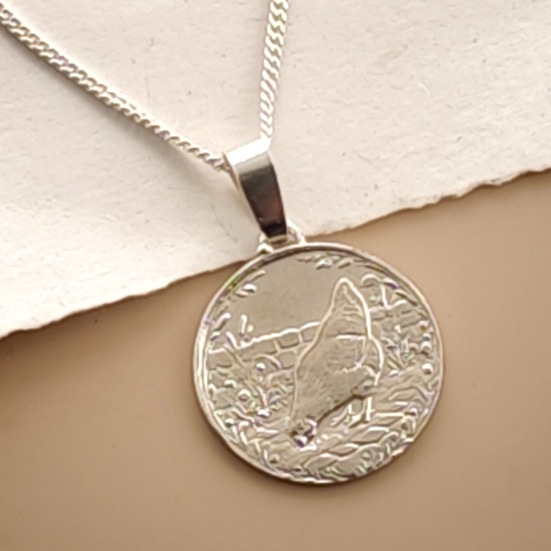 Chicken Engraved Sterling Silver Coin Necklace