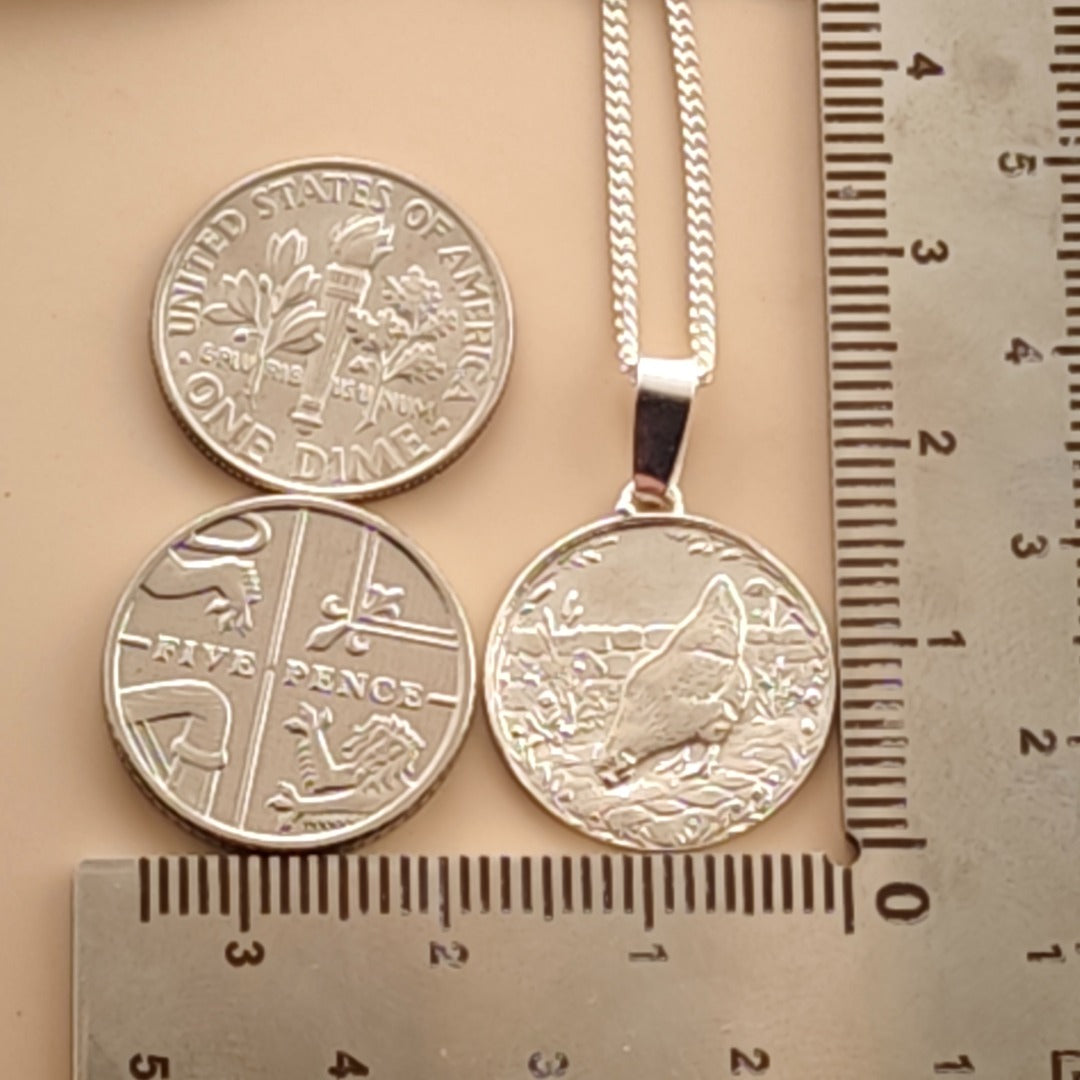 Chicken Engraved Sterling Silver Coin Necklace