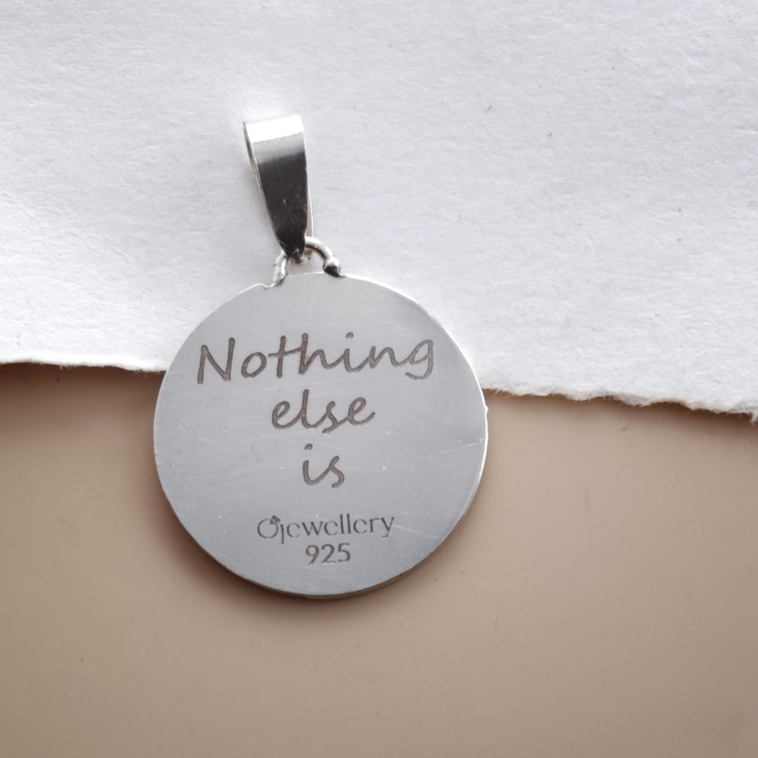 Elephant Engraved Sterling Silver Coin Necklace