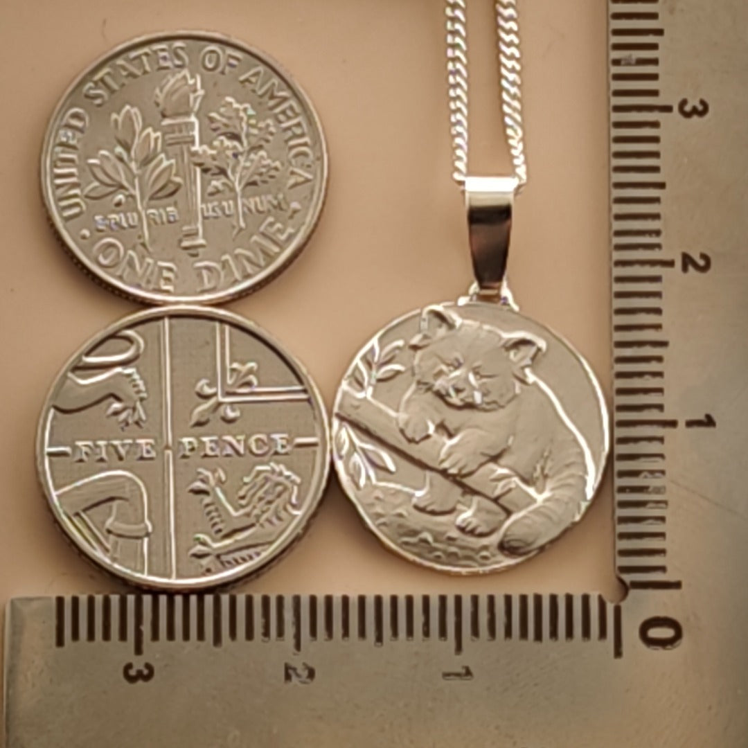 Red Panda Engraved Sterling Silver Coin Necklace