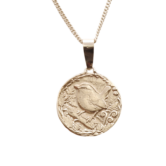 Wren Engraved Sterling Silver Coin Necklace