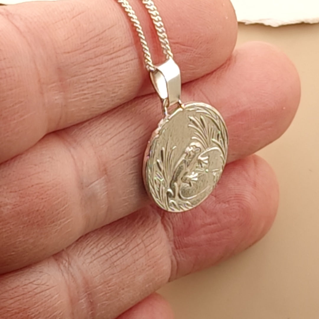 Frog Engraved Sterling Silver Coin Necklace