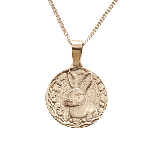 Hare Engraved Sterling Silver Coin Necklace