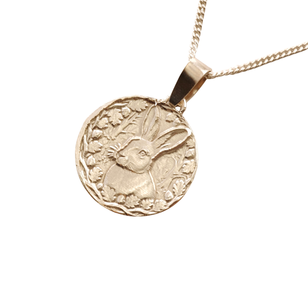 Hare Engraved Sterling Silver Coin Necklace