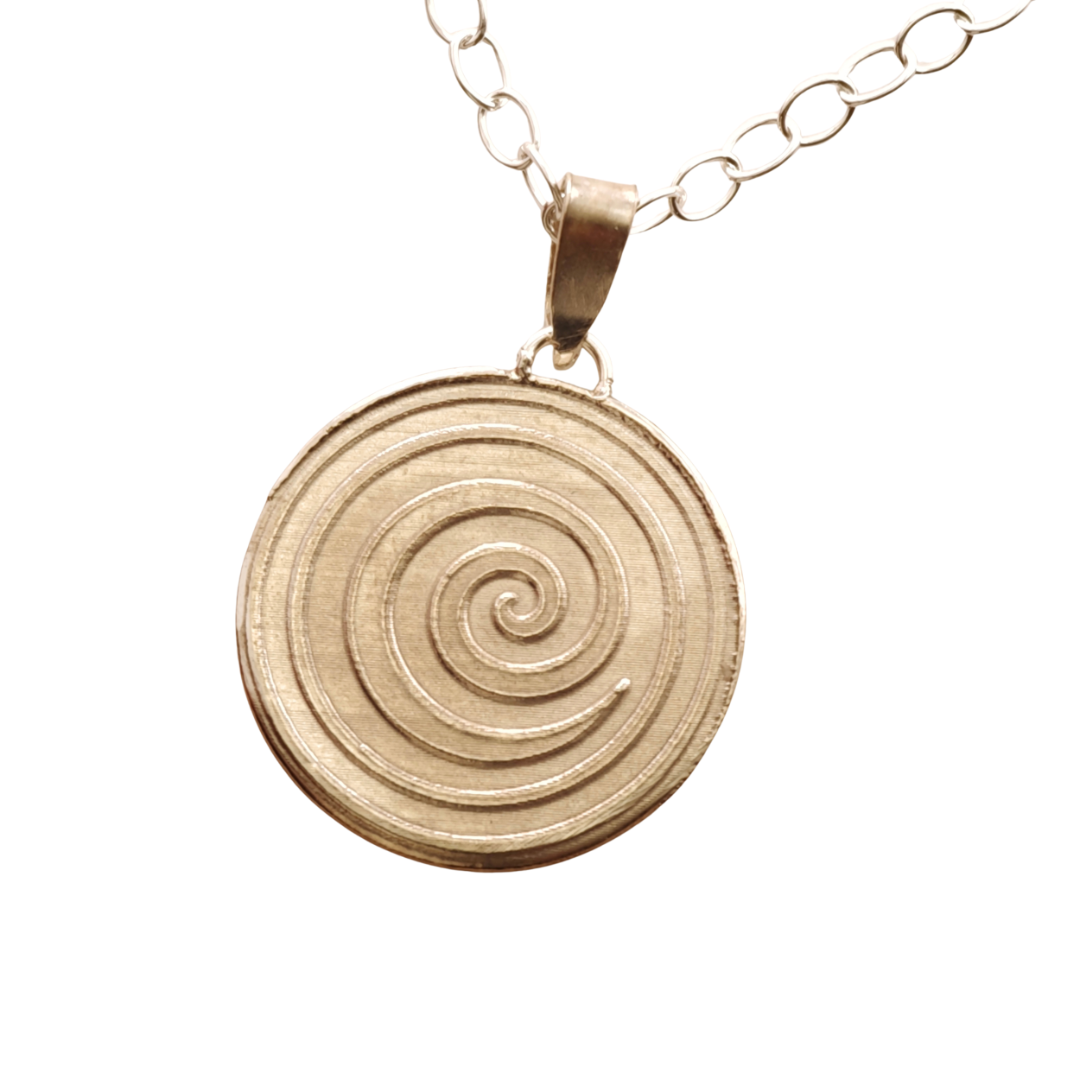 Swirl Engraved Sterling Silver Coin Necklace