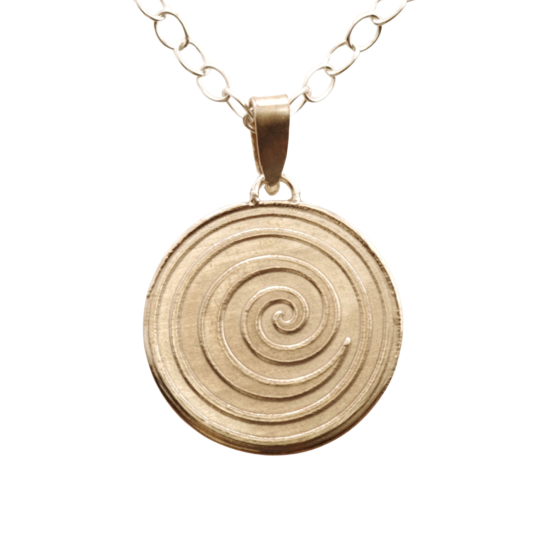 Swirl Engraved Sterling Silver Coin Necklace