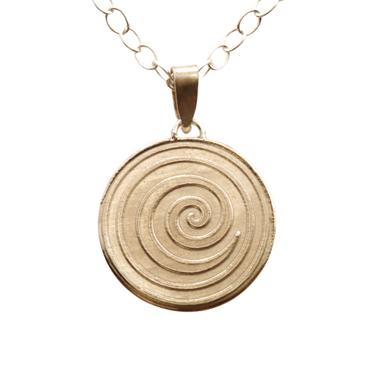 Swirl Engraved Sterling Silver Coin Necklace